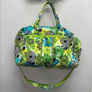 Vera Bradley Limes Up Weekender Travel Bag Yellow Green Retired Floral Print